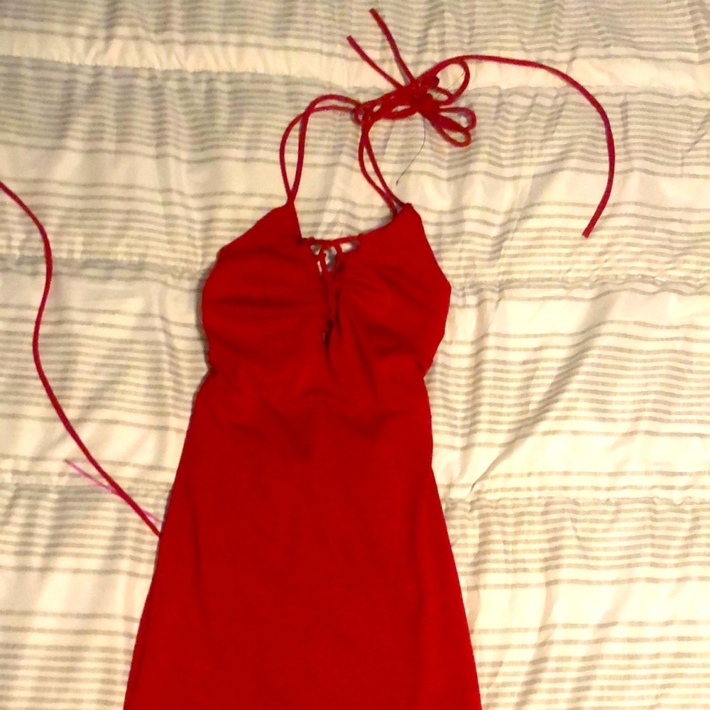 Red nightclub dress tie strong backless never worn